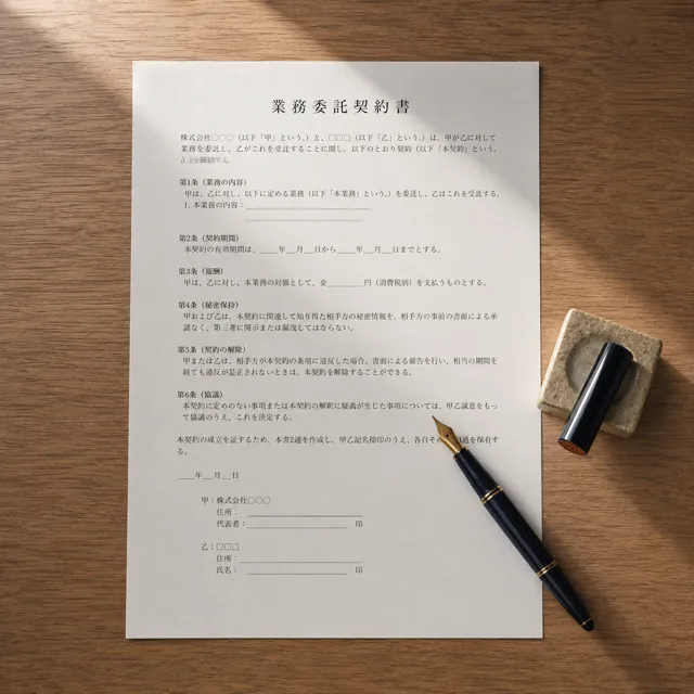 契約書と万年筆